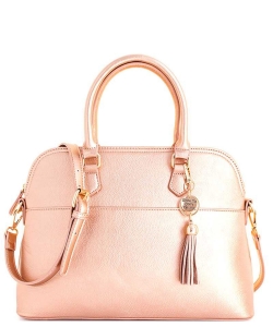 2 in1 Fashion Satchel Bag with Tassel Accent WU1030W ROSEGOLD